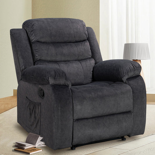 Black Recliner Chairs for Adults Manual Reclining Sofa Chair Oversized Recliner Chair for Living Room Comfy Home Theater Seating (Massage and Heating, 8005 Velvet)