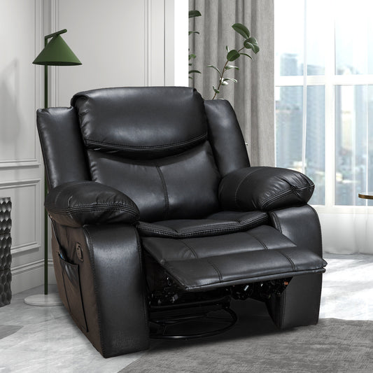 Black Recliner Chairs for Adults Manual Reclining Sofa Chair Oversized Recliner Chair for Living Room Comfy Home Theater Seating (Rocking Swivel,8220 Faux Leather)