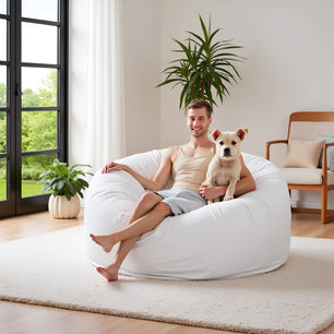 VIREO Bean Bag Chair - Comfy Bean Bag Chairs for Adults/Kids, Memory Foam Filler Included, Ultra Soft Removable and Washable Flannel Cover, Beanbag Chair - Black(35