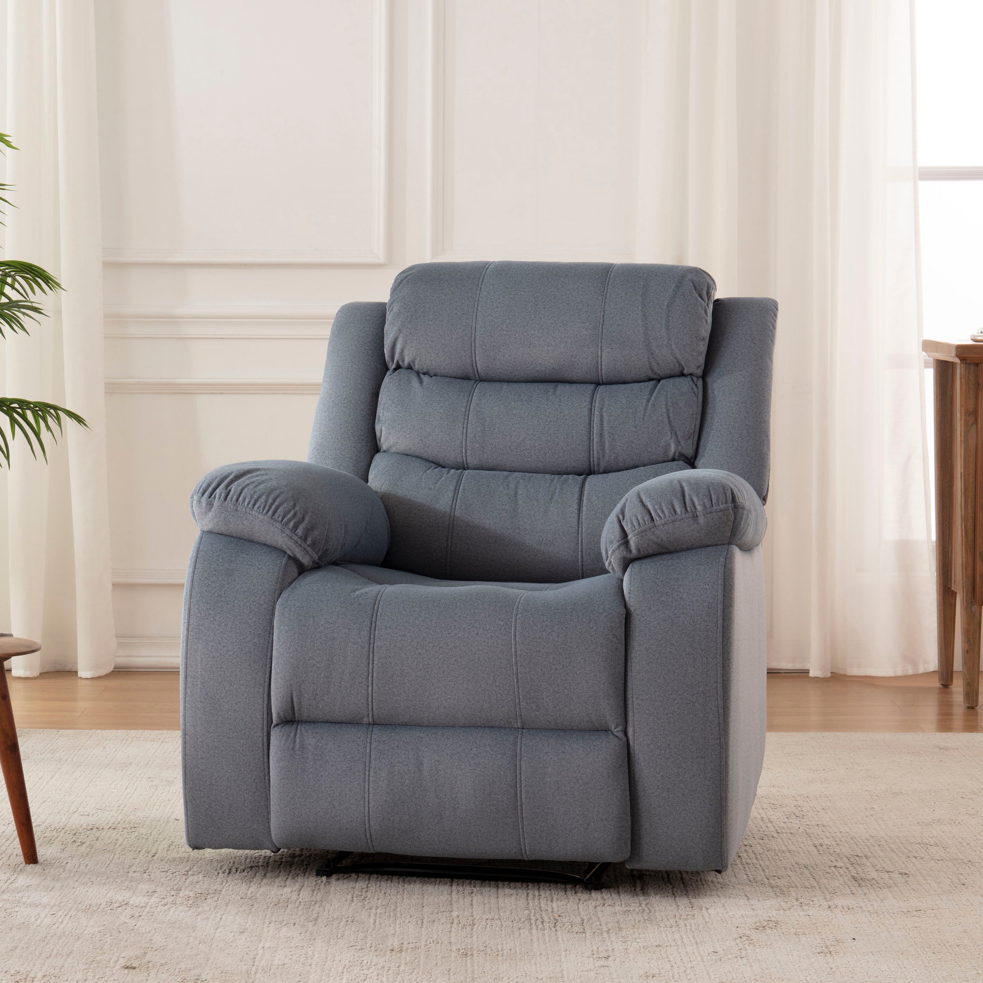 Black Recliner Chairs for Adults Manual Reclining Sofa Chair Oversized Recliner Chair for Living Room Comfy Home Theater Seating (Massage and Heating, 8005 Velvet)