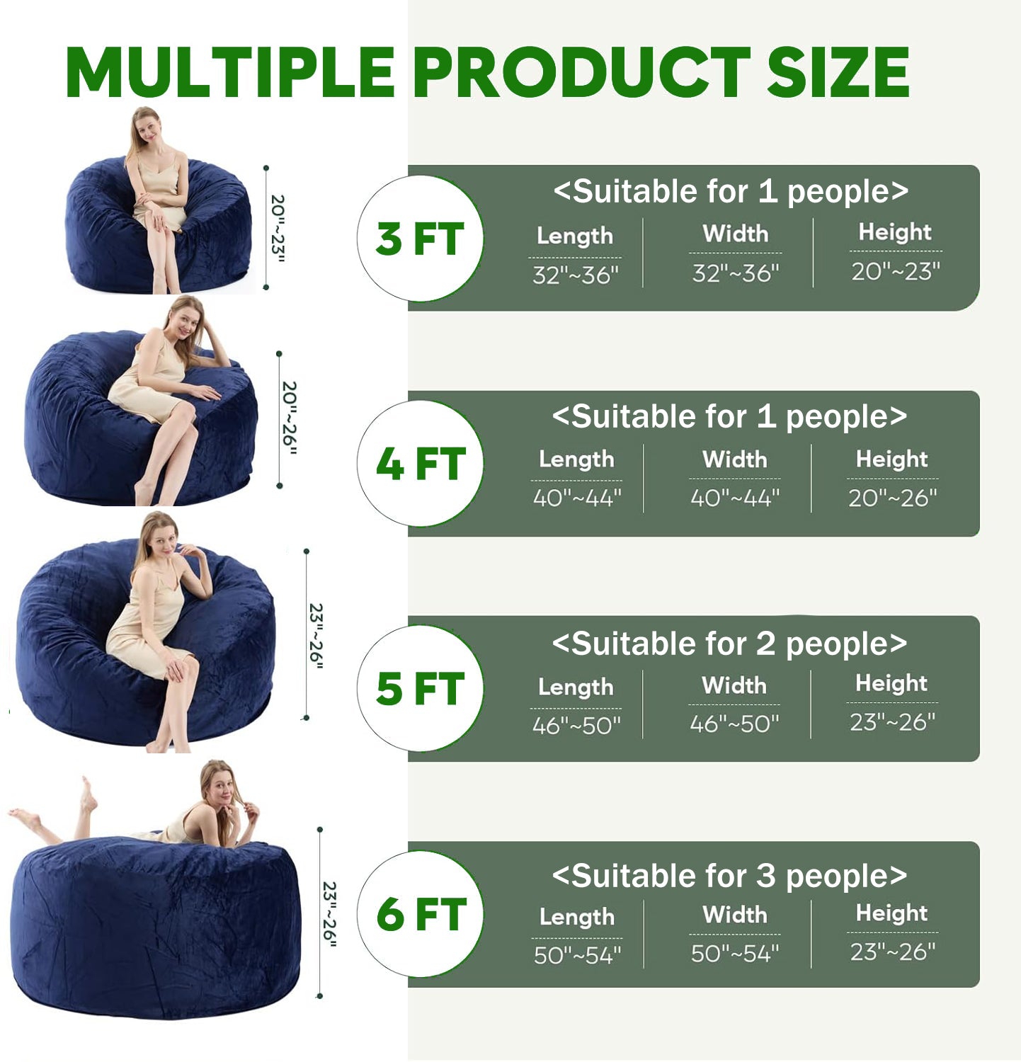 VIREO Bean Bag Chair - Comfy Bean Bag Chairs for Adults/Kids, Memory Foam Filler Included, Ultra Soft Removable and Washable Flannel Cover, Beanbag Chair - Black(35"x35"x25")