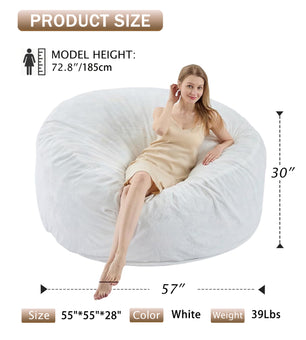 VIREO Bean Bag Chair - Comfy Bean Bag Chairs for Adults/Kids, Memory Foam Filler Included, Ultra Soft Removable and Washable Flannel Cover, Beanbag Chair - Black(35