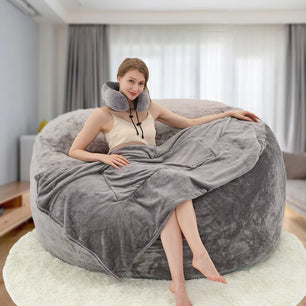 VIREO Bean Bag Chair - Comfy Bean Bag Chairs for Adults/Kids, Memory Foam Filler Included, Ultra Soft Removable and Washable Flannel Cover, Beanbag Chair - Black(35